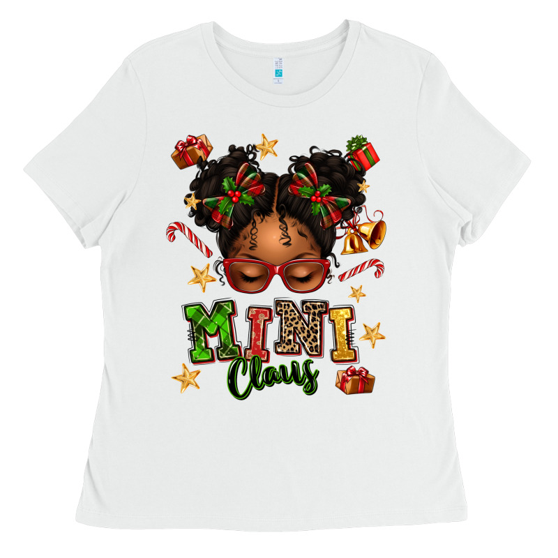 Mini Claus Messy Bun Ladies Tee by texasbilliewilder | Teevron