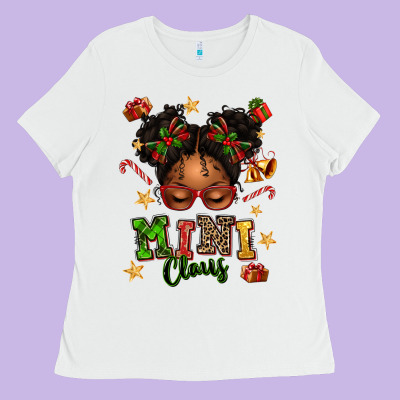 Mini Claus Messy Bun Ladies Tee Designed By Texasbilliewilder