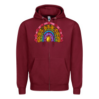 Burgundy easter and spring with flowers carrots butterfly and sunflower rainbow Zipper Hoodie - Artiststas