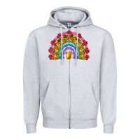 Heather Grey easter and spring with flowers carrots butterfly and sunflower rainbow Zipper Hoodie - Artiststas
