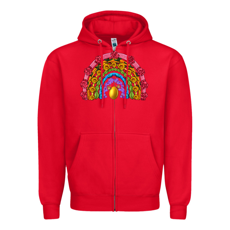 Easter And Spring With Flowers Carrots Butterfly And Sunflower Rainbow Zipper Hoodie by Artiststas | Teevron