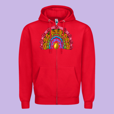 Easter And Spring With Flowers Carrots Butterfly And Sunflower Rainbow Zipper Hoodie Designed By Artiststas