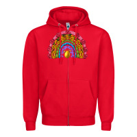 Red easter and spring with flowers carrots butterfly and sunflower rainbow Zipper Hoodie - Artiststas