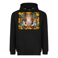Black merino ram with sunflowers and gemstone mousepad Heavyweight Hoodie - BarkalooDesign