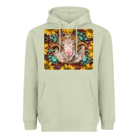 Matcha merino ram with sunflowers and gemstone mousepad Heavyweight Hoodie - BarkalooDesign