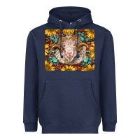 Navy merino ram with sunflowers and gemstone mousepad Heavyweight Hoodie - BarkalooDesign