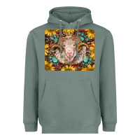 Sage merino ram with sunflowers and gemstone mousepad Heavyweight Hoodie - BarkalooDesign