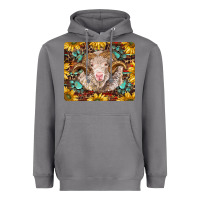 Storm merino ram with sunflowers and gemstone mousepad Heavyweight Hoodie - BarkalooDesign