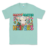 Seafoam Happy Easter Heifers Easter Day Classic Tee - HowdyJamesFarm