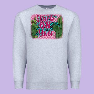Stuck On You Cactus Premium Sweatshirt Designed By Barkaloodesign
