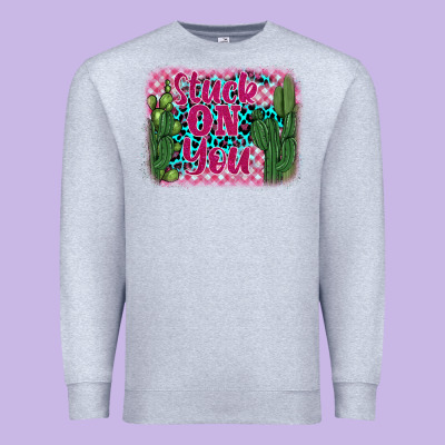 Stuck On You Cactus Premium Sweatshirt Designed By Barkaloodesign