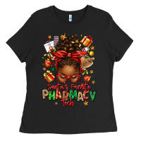 Black santas favorite pharmacy tech afro messy bun Ladies Tee - texasbilliewilder