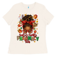 Bone santas favorite pharmacy tech afro messy bun Ladies Tee - texasbilliewilder