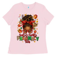 Santas Favorite Pharmacy Tech Afro Messy Bun Ladies Tee | Teevron