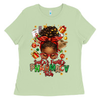 Matcha santas favorite pharmacy tech afro messy bun Ladies Tee - texasbilliewilder