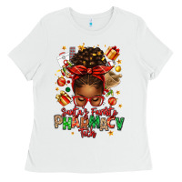 White santas favorite pharmacy tech afro messy bun Ladies Tee - texasbilliewilder