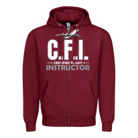 Burgundy CFI CFI Certified Flight Pilot Gift CFI Flying Instructor Zipper Hoodie - longCreatives