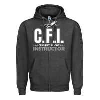Charcoal Heather CFI CFI Certified Flight Pilot Gift CFI Flying Instructor Zipper Hoodie - longCreatives