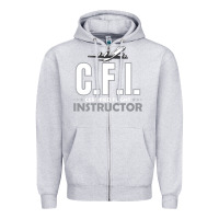 Heather Grey CFI CFI Certified Flight Pilot Gift CFI Flying Instructor Zipper Hoodie - longCreatives