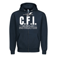 Navy CFI CFI Certified Flight Pilot Gift CFI Flying Instructor Zipper Hoodie - longCreatives