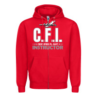 Red CFI CFI Certified Flight Pilot Gift CFI Flying Instructor Zipper Hoodie - longCreatives