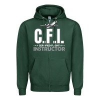 Sports Green CFI CFI Certified Flight Pilot Gift CFI Flying Instructor Zipper Hoodie - longCreatives