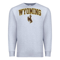 Heather Grey Womens Wyoming Cowboys Apparel Fan Favorite Arch Premium Sweatshirt - longCreatives