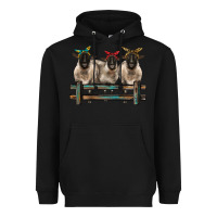 Black 3 sheeps suffolk ewe with bandanas and fence Heavyweight Hoodie - BarkalooDesign
