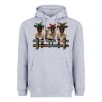 Heather Grey 3 sheeps suffolk ewe with bandanas and fence Heavyweight Hoodie - BarkalooDesign
