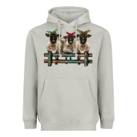 Moon Dust 3 sheeps suffolk ewe with bandanas and fence Heavyweight Hoodie - BarkalooDesign