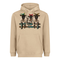 Mushroom 3 sheeps suffolk ewe with bandanas and fence Heavyweight Hoodie - BarkalooDesign