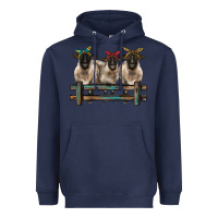 Navy 3 sheeps suffolk ewe with bandanas and fence Heavyweight Hoodie - BarkalooDesign
