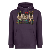 Plum 3 sheeps suffolk ewe with bandanas and fence Heavyweight Hoodie - BarkalooDesign