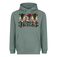 Sage 3 sheeps suffolk ewe with bandanas and fence Heavyweight Hoodie - BarkalooDesign