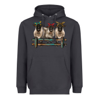 Smoke 3 sheeps suffolk ewe with bandanas and fence Heavyweight Hoodie - BarkalooDesign