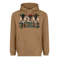 Toasted Coconut 3 sheeps suffolk ewe with bandanas and fence Heavyweight Hoodie - BarkalooDesign