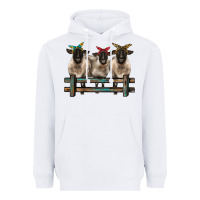 White 3 sheeps suffolk ewe with bandanas and fence Heavyweight Hoodie - BarkalooDesign