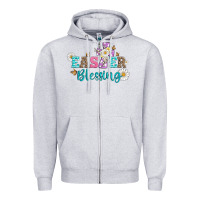 Heather Grey easter blessing with  cross Zipper Hoodie - Artiststas
