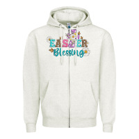 Oatmeal Heather easter blessing with  cross Zipper Hoodie - Artiststas