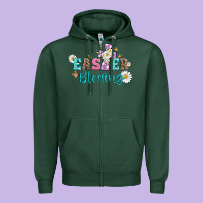 Easter Blessing With  Cross Zipper Hoodie Designed By Artiststas