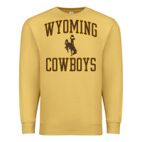 Antique Gold Wyoming Cowboys Men's Apparel Gameday Arch Over Cowboys Sweat Premium Sweatshirt - longCreatives