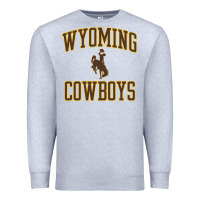 Heather Grey Wyoming Cowboys Men's Apparel Gameday Arch Over Cowboys Sweat Premium Sweatshirt - longCreatives