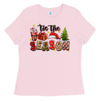 Bubblegum Pink tis the season christmas Ladies Tee - texasbilliewilder