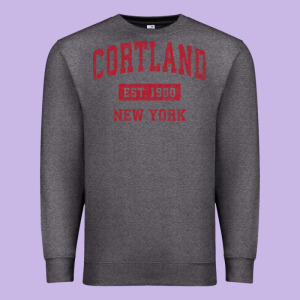 Cortland New York Ny Vintage Sports Design Red Design Sweat Premium Sweatshirt Designed By Longcreatives