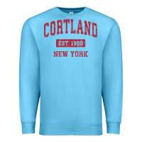 Ocean Blue Cortland New York NY Vintage Sports Design Red Design Sweat Premium Sweatshirt - longCreatives
