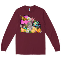 Burgundy Easter rabbits and cross Long Sleeve Tee - OliviaCreatesArt