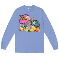 Colony Blue Easter rabbits and cross Long Sleeve Tee - OliviaCreatesArt