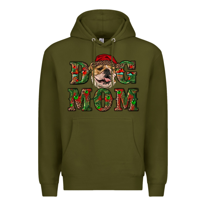 Christmas English Bulldog Mom Premium Hoodie by RanaPortraitStore | Teevron