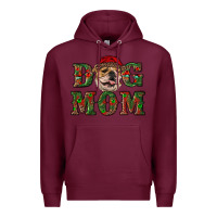 Burgundy Christmas English Bulldog Mom Premium Hoodie - RanaPortraitStore