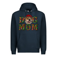 Navy Christmas English Bulldog Mom Premium Hoodie - RanaPortraitStore